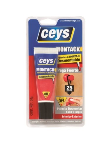 PEGAMENTO DE MONTAJE CEYS MONTACK DESMONTABLE BLISTER 50 GRAMOS