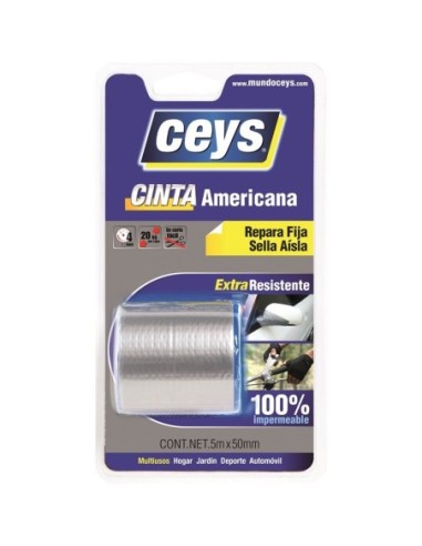 CINTA AMERICANA COLOR PLATA TACKCEYS 5 METROS X 50 MM