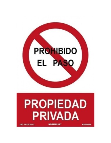 SEÑAL PROHIBIDO EL PASO - PRIVADO PVC 0,7mm 210X300mm