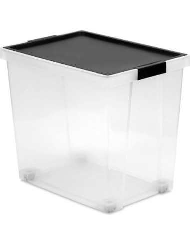 CAJA MULTIUSOS CON RUEDAS TAPA NEGRA 60L