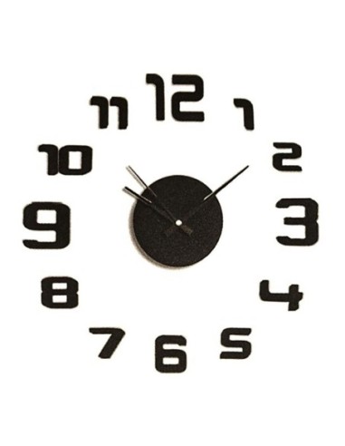 RELOJ DECORATIVO ADHESIVO MURAL NEGRO