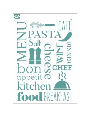 PLANTILLA STENCIL 28X20CM TEXTO COCINA xxx