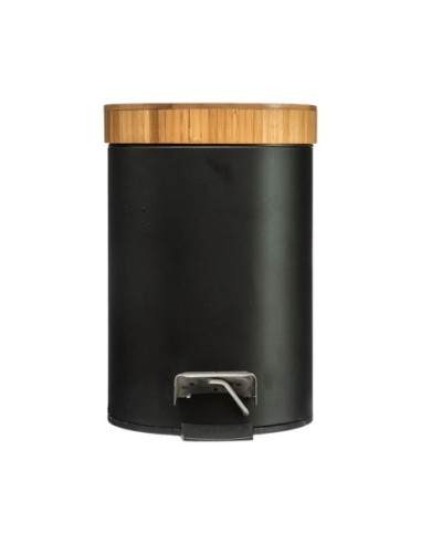 CUBO PEDAL DE 3L NEGRO Y BAMBU