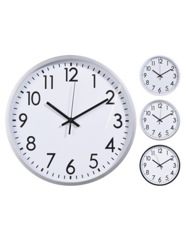 RELOJ PARED SURTIDO 30cm BLANCO CON ARO SURTIDO