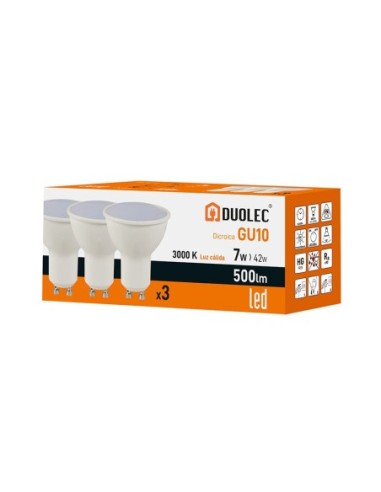 BOMBILLA LED DICROICA 7W 3000K 510LM 3UD