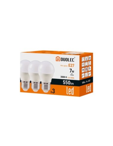 BOMBILLA LED MINIGLOBO 7W 3000K 550LM 3UD