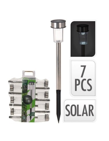 SET DE 7 ESTACAS SOLARES INOX