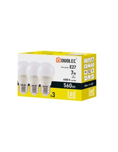 BOMBILLA LED MINIGLOBO 7W 4000K 560LM 3UD