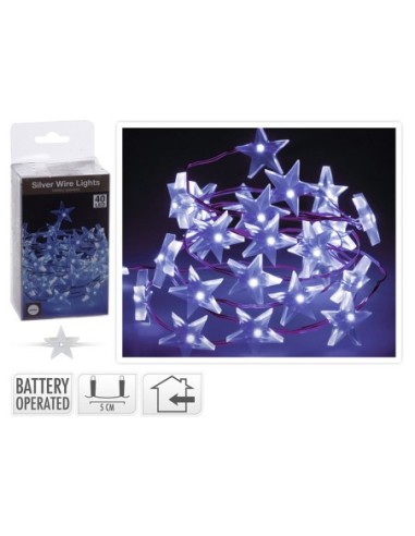 NAVIDAD ILUMINACION 40 LEDS ESTRELLAS BCO.FRIO