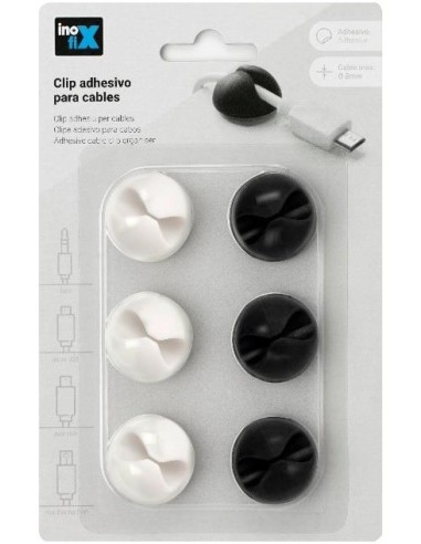 CLIP ADHESIVO PARA CLABLES BLANCO-NEGRO