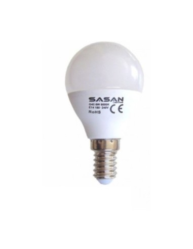 BOMBILLA LED ESFER. E14 6W 6000K BLANCA