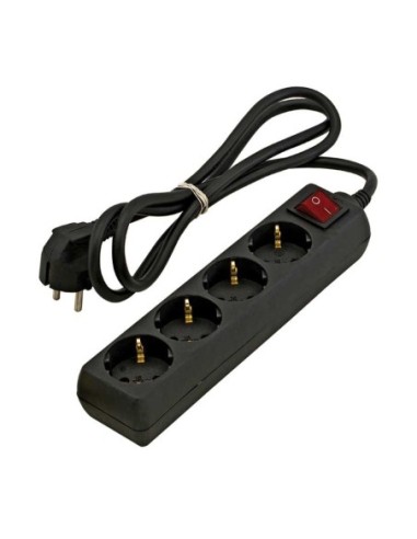 BASE MULTIPLE CON INTERRUPTOR 4 TOMAS 1,5M NEGRO