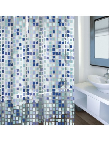 CORTINA BAÑO PVC 180X200 CONCEPT BLUE