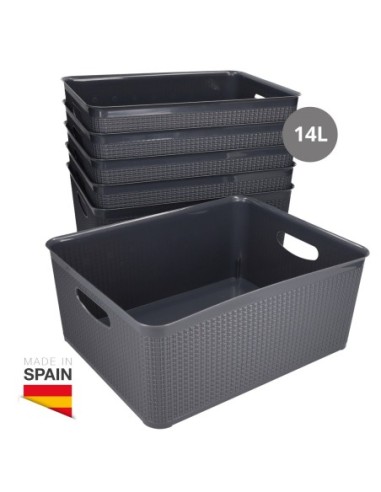 CESTO ORGANIZADOR PLASTICO 14L GRIS