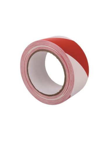 CINTA ADHESIVA PVC SEÑALIZACION ROJO Y BLANCO 33MX50MM