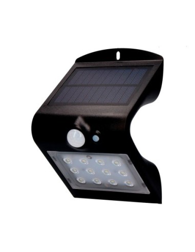 APLIQUE SOLAR 1,5W 220 LUMEN CON SENSOR NEGRO