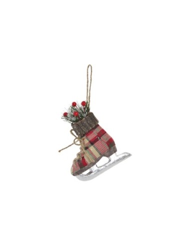 NAVIDAD COLGANTE POLIESTER MADERA PATIN 14CM xxx