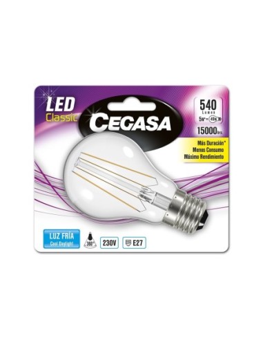 BOMBILLA LED CEGASA ESTANDAR FILAMNTO 5 W E27 FRIA