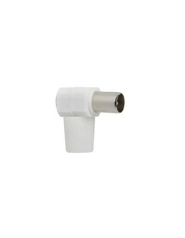 CONECTOR MACHO ACODADO CABLE TV 9,5MM BLANCO