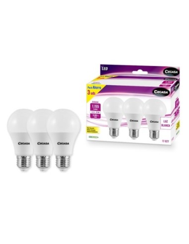 BOMBILLA LED EESTANDAR PACK 3 E27 10,5W LUZ DIA 4000K