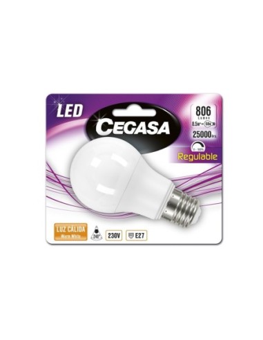 BOMBILLA LED ESTANDAR REGULABLE E27 8.5W LUZ CALIDA