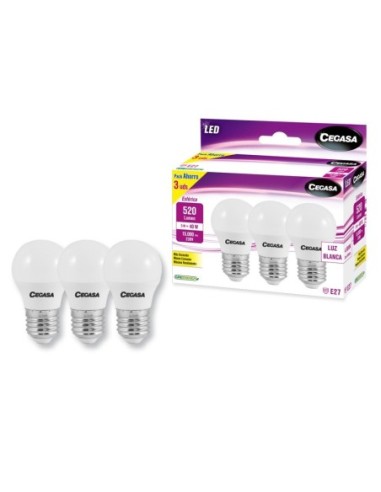 BOMBILLA LED ESFERA PACK 3 E27 5W LUZ DIA 4000K