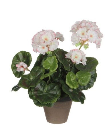 PLANTA ARTIFICIAL GERANEO BLANCO-ROSA O BLANCO