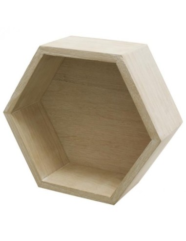 ESTANTE HEXAGONO 27X27X12 MADERA PAULOWNIA