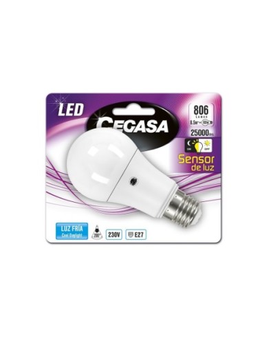 BOMBILLA LED ESTANDAR CREPUSCULAR 8,5W E27 FRIA