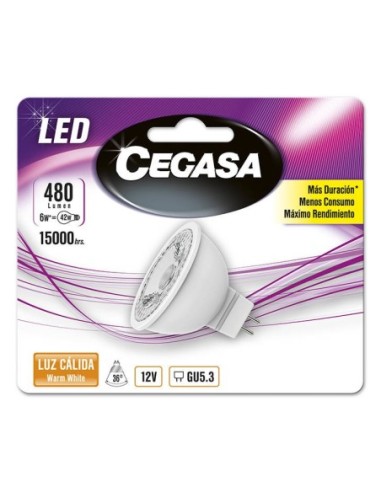 BOMBILLA LED CEGASA DIC 6W GU 5.3 CALIDA