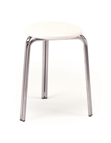 TABURETE METALICO BLANCO ASIENTO TAPIZADO BLANCO