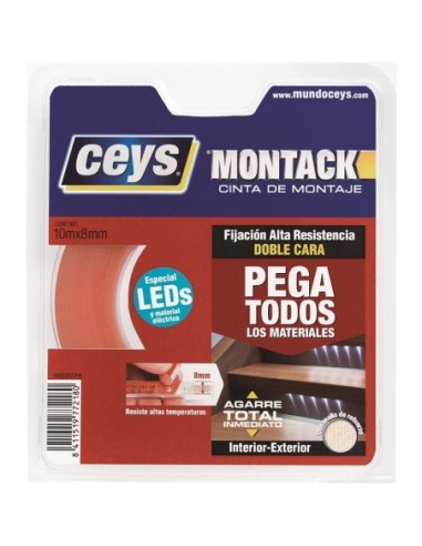 CINTA DOBLE CARA CEYS MONTACK XPRESS ESPECIAL LEDS 10 METROS X 8 MM