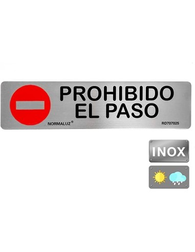 SEÑAL INOX PROHIBIDO EL PASO 200X50mm