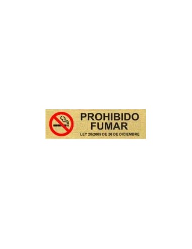 PLACA CARTEL PROHIBIDO FUMAR COLOR ORO xxx