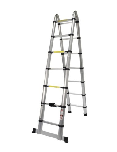 ESCALERA EXTENSIBLE ARTICULADA ALUMINIO, 6+6P, 3.8M - MADER HARDWARE