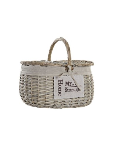 CESTA PICNIC MIMBRE TELA 34X25X20 NATURAL xxx