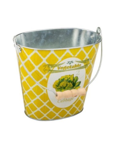 CUBO METAL CON ASA AMARILLO VEGETALES