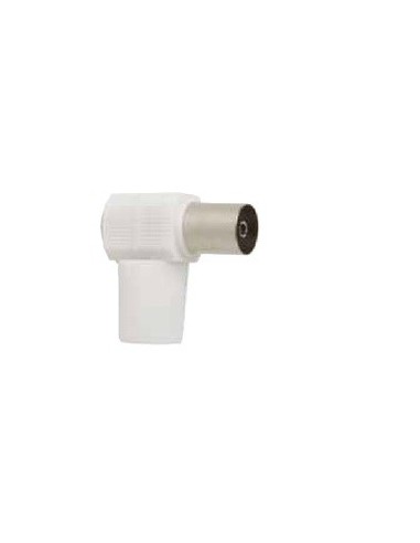 CONECTOR HEMBRA ACODADO CABLE TV 9,5MM BLANCO