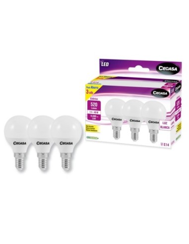 BOMBILLA LED ESFERA PACK 3 E14 5W LUZ DIA 4000K