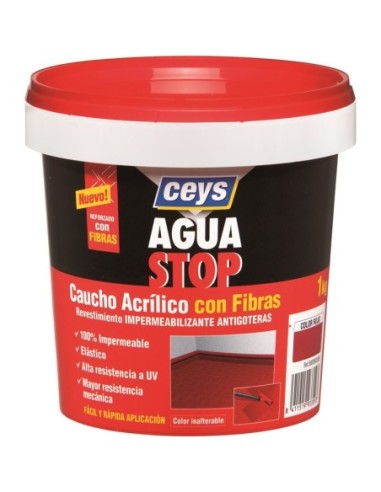 AGUASTOP CAUCHO FIBRAS ROJO 1KG