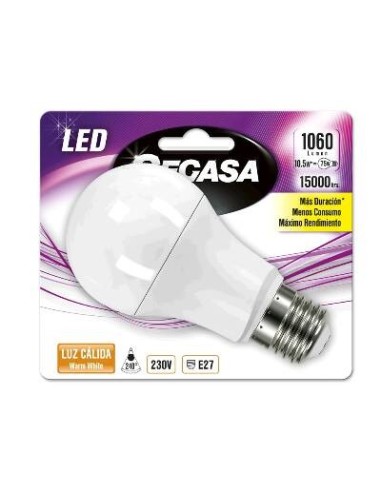 BOMBILLA LED ESTANDAR E27 10,8W CALIDA