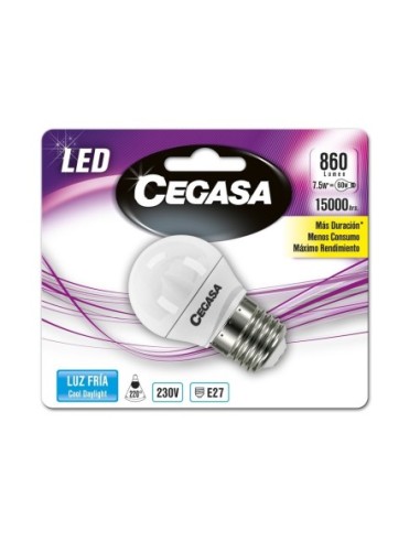 BOMBILLA LED CEGASA ESFERICA 8W E27 FRIA