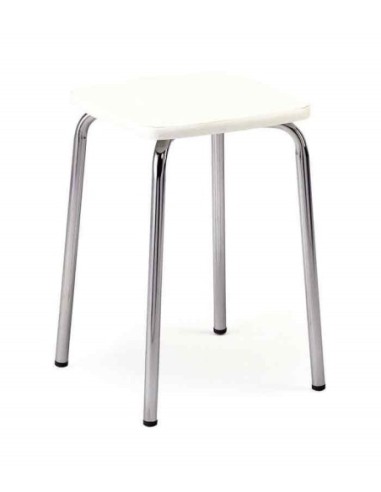 TABURETE METALICO CRMO ASIENTO TAPIZADO BLANCO M001