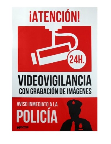 CARTEL ALARMA CONECTADA POLICIA DE 30X21