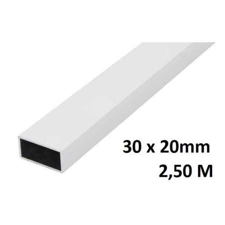 Tubo rectangular aluminio 30x15mm  plata 1m - Suinplas