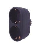 Adaptador schuko 2 tomas 16a frontales negro - Suinplas