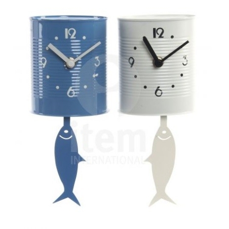 Reloj pared pendulo metal bote  pez     - Suinplas