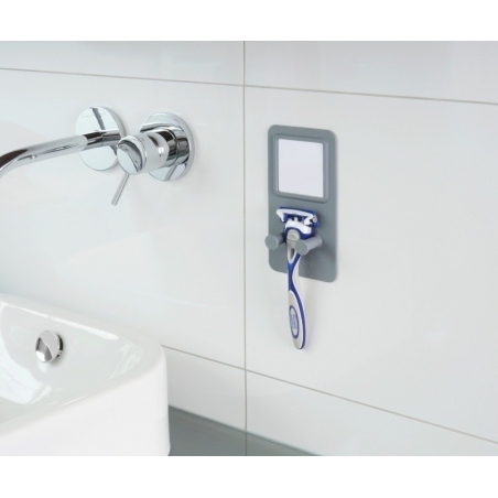 Soporte afeitar con espejo ampio gris   - Suinplas