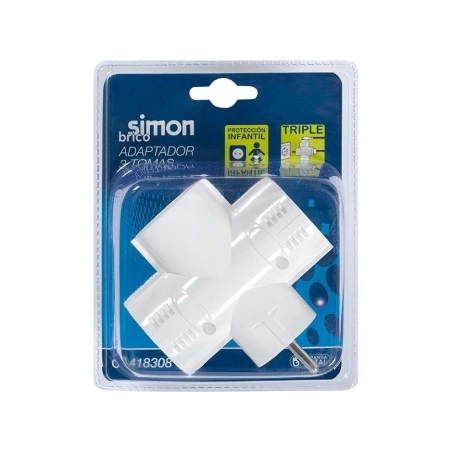 Adaptador 16a 3 tomas  t/t blanco - Suinplas