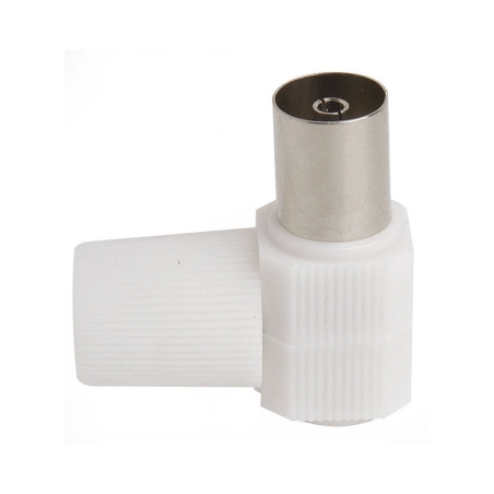 Conector hembra acodado cable tv 9,5mm blanco - Suinplas